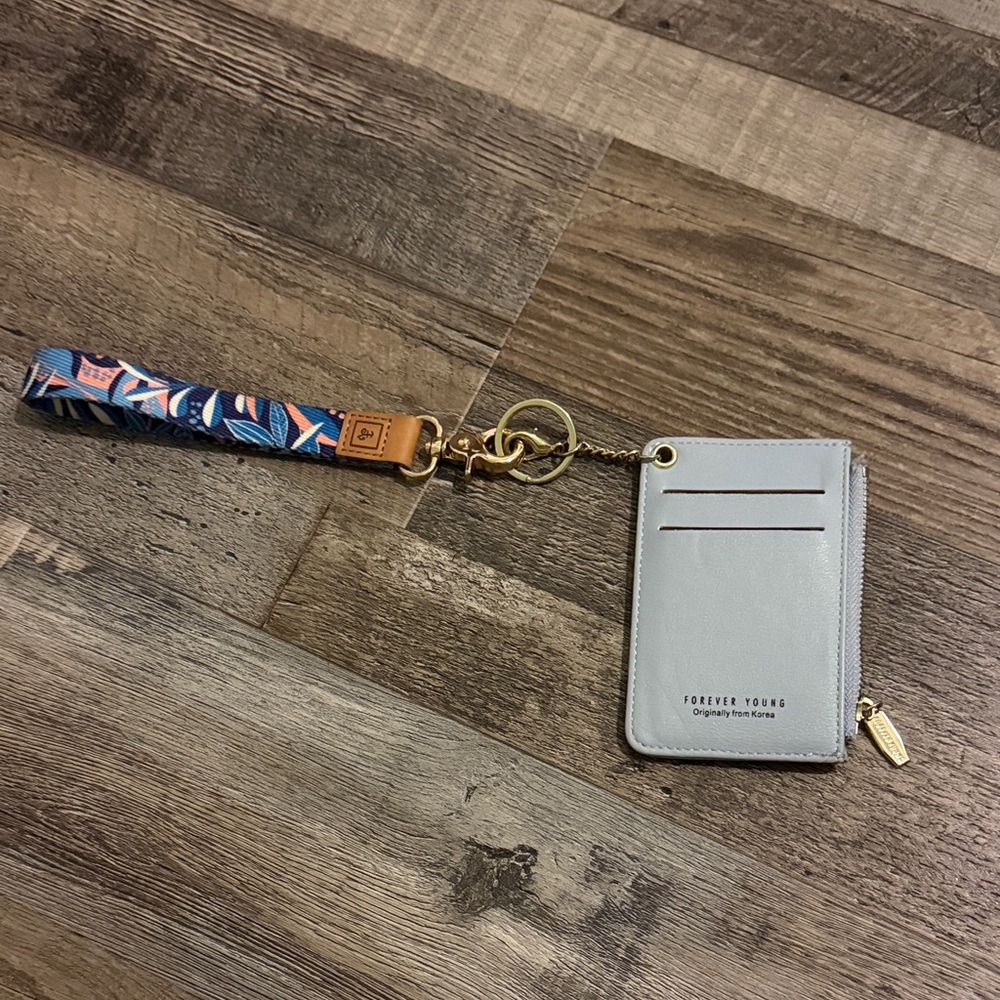 Light blue Card Holder with Wrist Strap